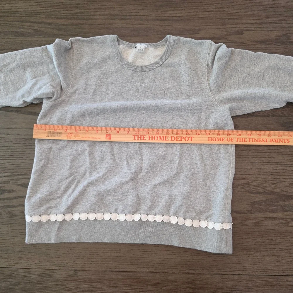 J.Crew Gray Scalloped Eyelet Trim Cotton French Terry Sweatshirt M